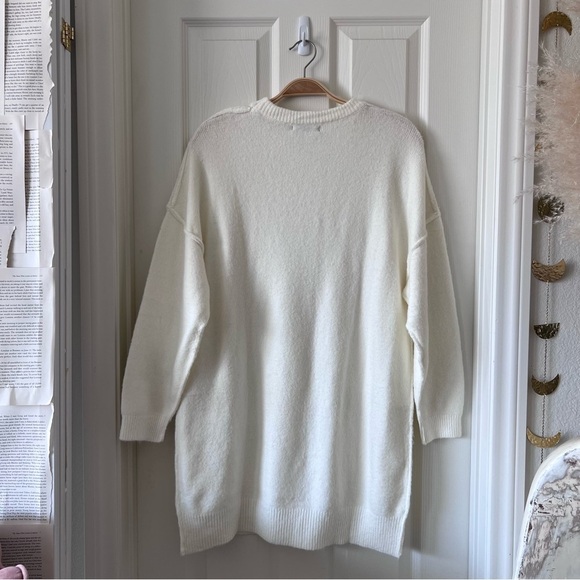 Ivory Crewneck Oversized Knit Sweater Dress - Picture 6 of 8